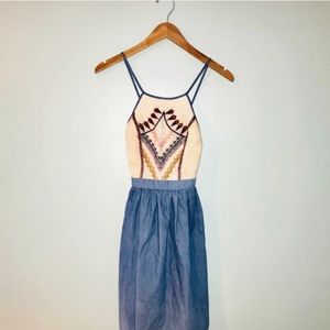 Denim/embroidered summer dress